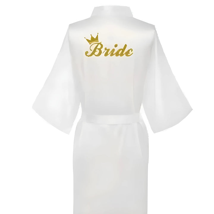 Szlafrok satynowy dla Panny Młodej z napisem "Bride"