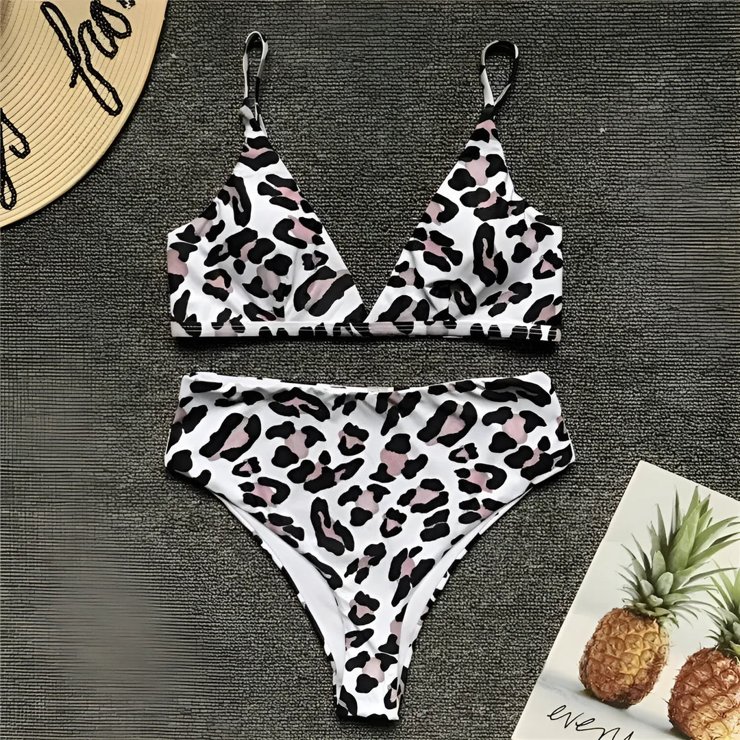 Dwuczęściowy strój kąpielowy bikini w panterkę
