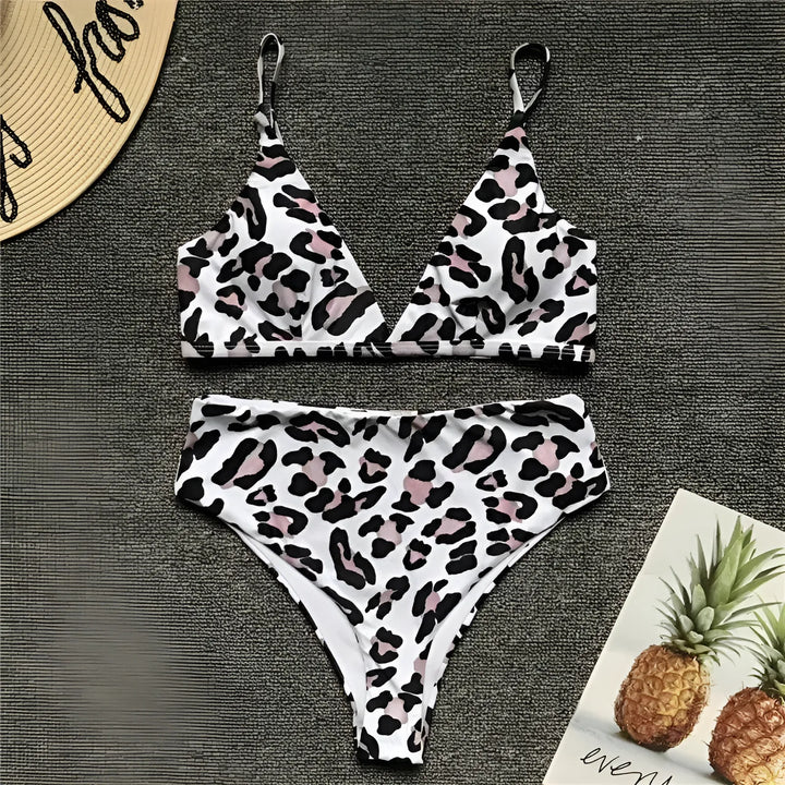 Dwuczęściowy strój kąpielowy bikini w panterkę