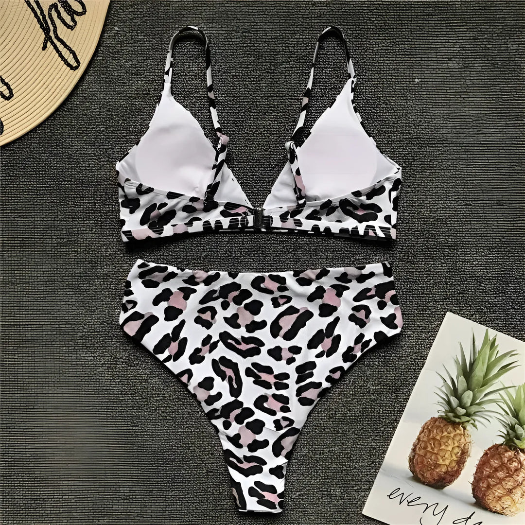 Dwuczęściowy strój kąpielowy bikini w panterkę