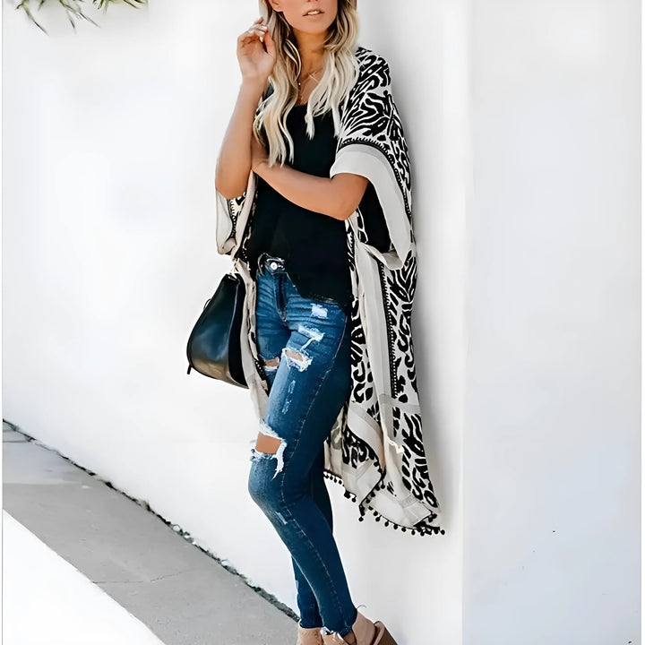 Klasyczne kimono plażowe w ornamenty