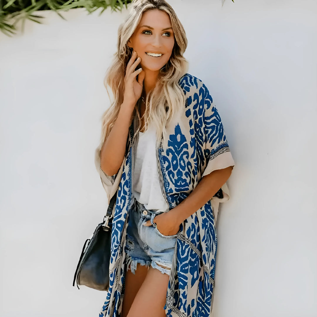 Klasyczne kimono plażowe w ornamenty