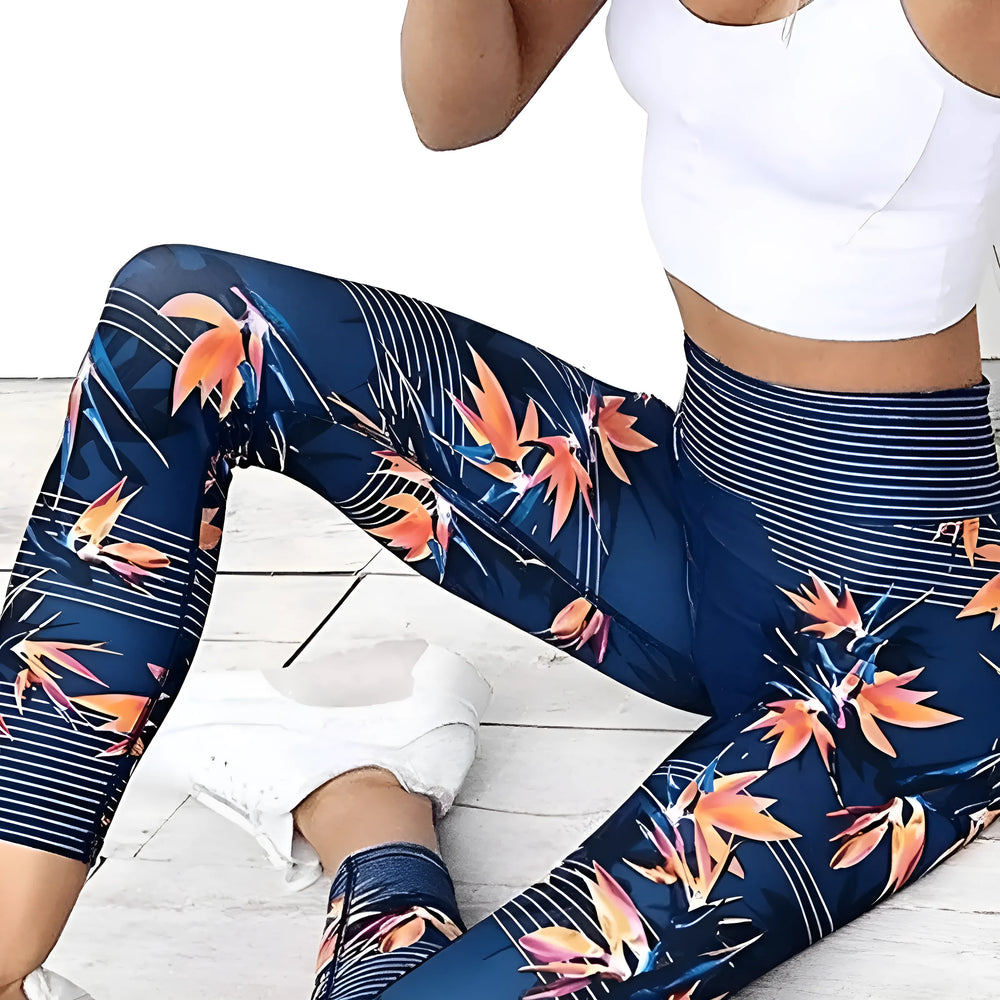 Sportowe legginsy z motywem kwiatów