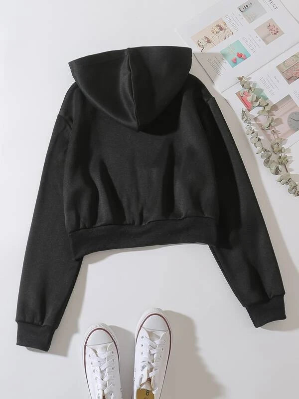 Bluza rozpinana z kapturem crop top
