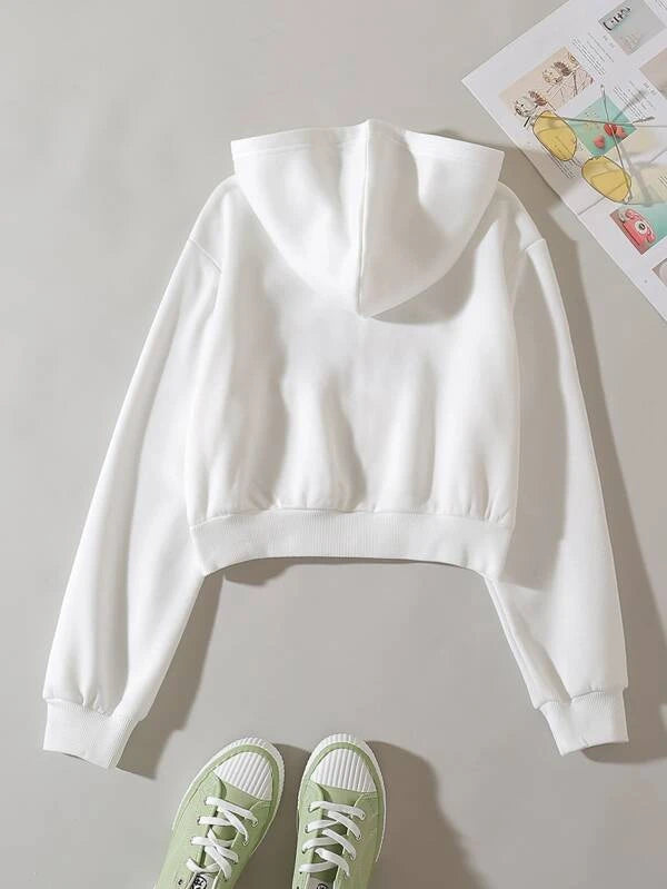 Bluza rozpinana z kapturem crop top