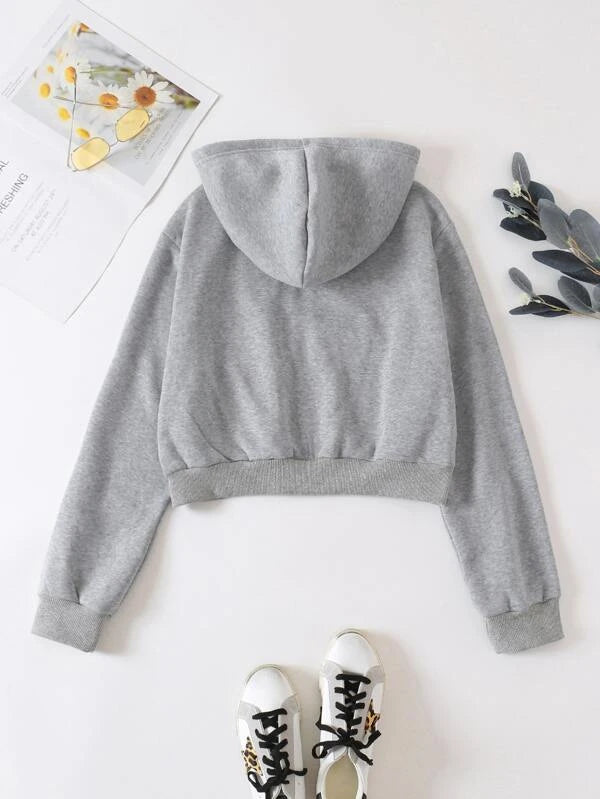 Bluza rozpinana z kapturem crop top