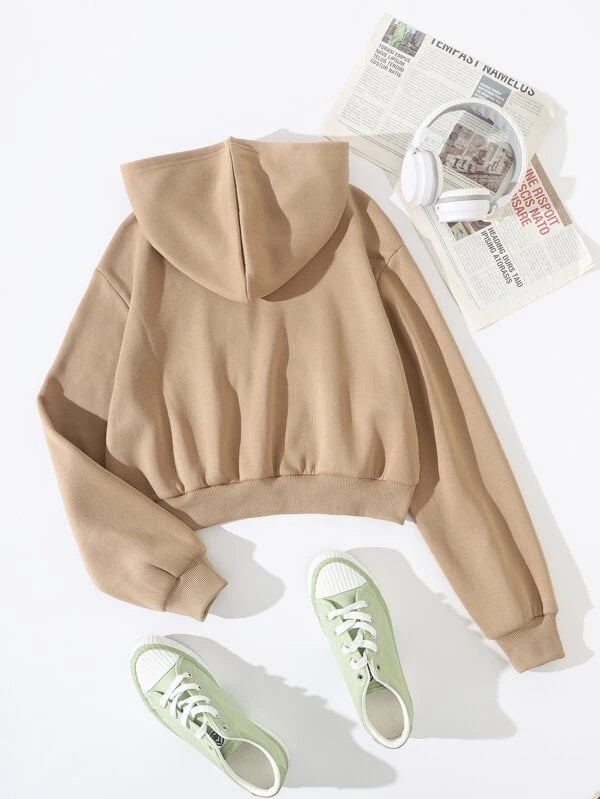 Bluza rozpinana z kapturem crop top